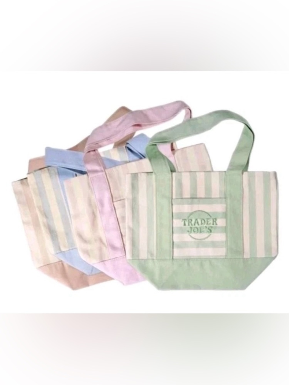 NWT Trader Joe's Striped Canvas Mini Tote Full Summer 2026 Set of 4